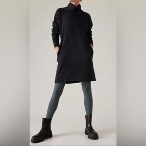Athleta Cozy Karma Black Cowl Neck Sweater Dress
